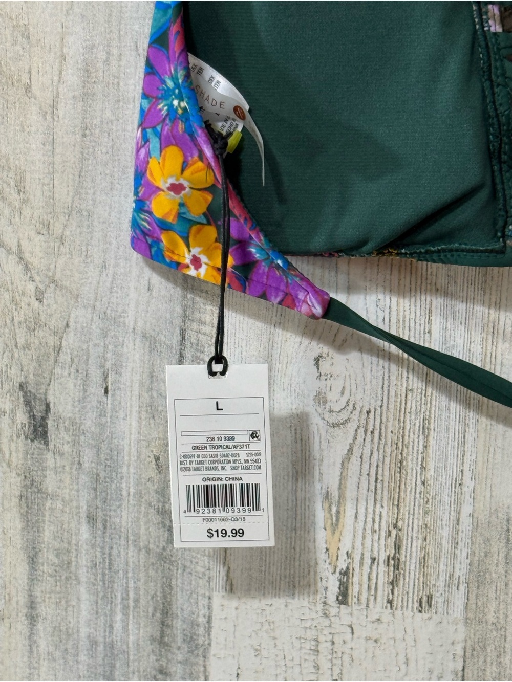 Shade & Shore Dark Green Tropical Lace-Up Bikini Top - Picture 2 of 10